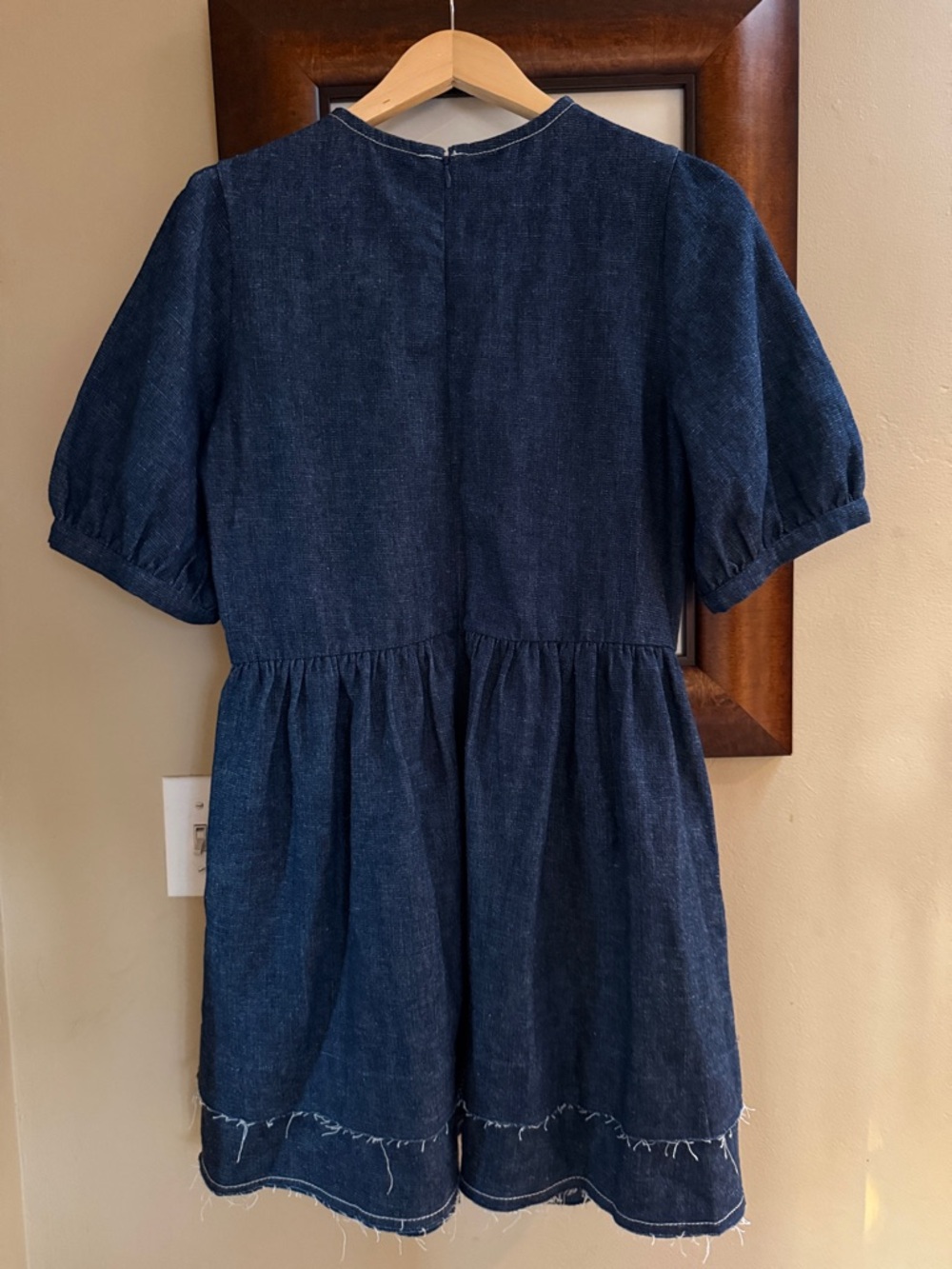 &daughter Esther Organic Cotton Hemp Raw Edge Denim Mini Dress UK8 | US4 - Picture 6 of 9